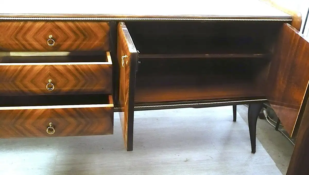 Mid Century Sideboard Anrichte mit Spiegel, Palisander, Italienisches Design nach Rigamonti 40er 50er 4