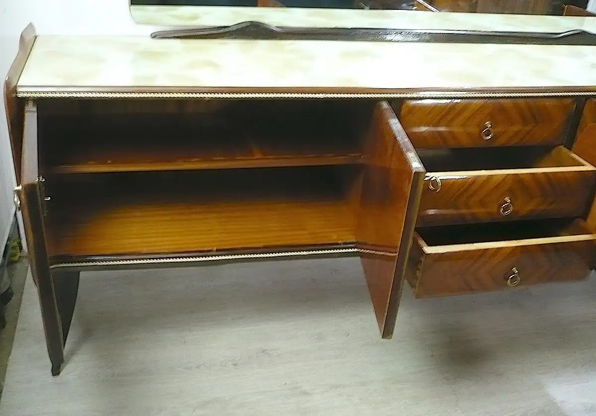 Mid Century Sideboard Anrichte mit Spiegel, Palisander, Italienisches Design nach Rigamonti 40er 50er 5
