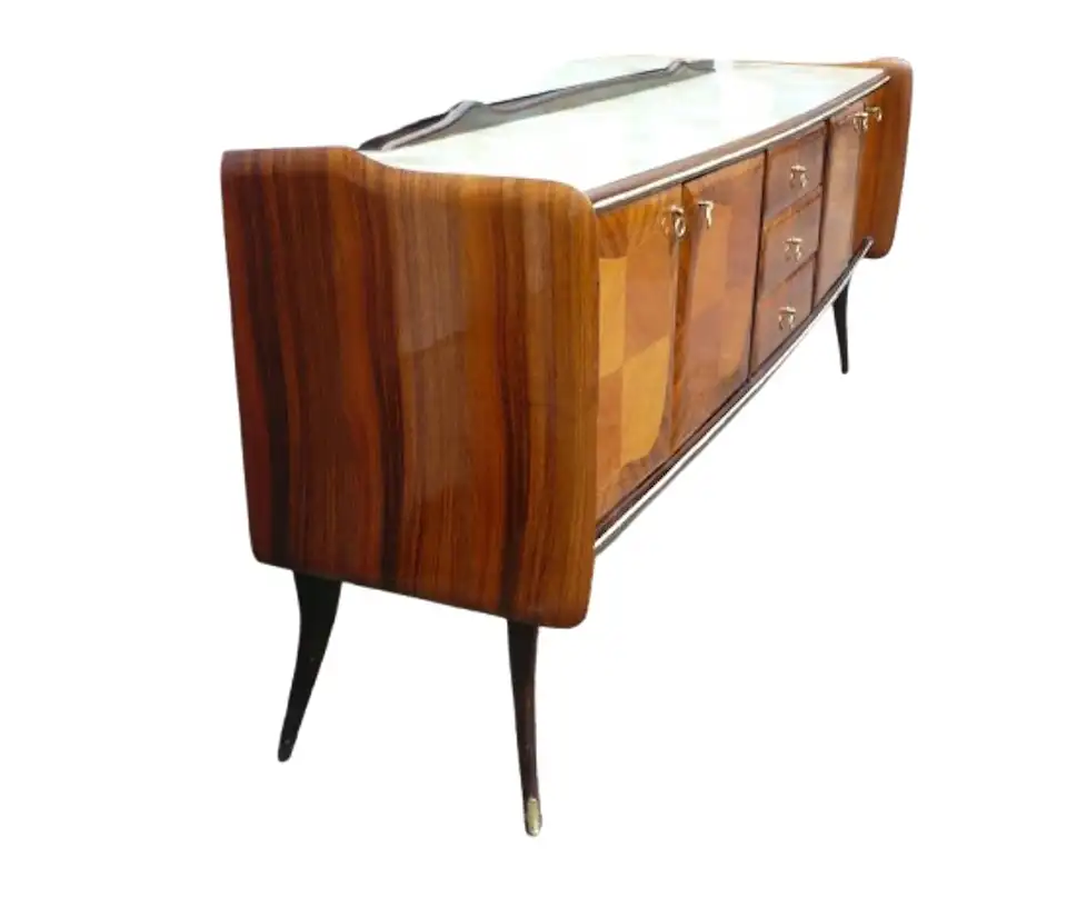 Mid Century Sideboard Anrichte mit Spiegel, Palisander, Italienisches Design nach Rigamonti 40er 50er 7