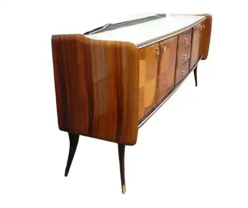 40er 50er Sideboard Anrichte mit Spiegel, Palisander, Italienisches Design nach Rigamonti Mid Century Modern