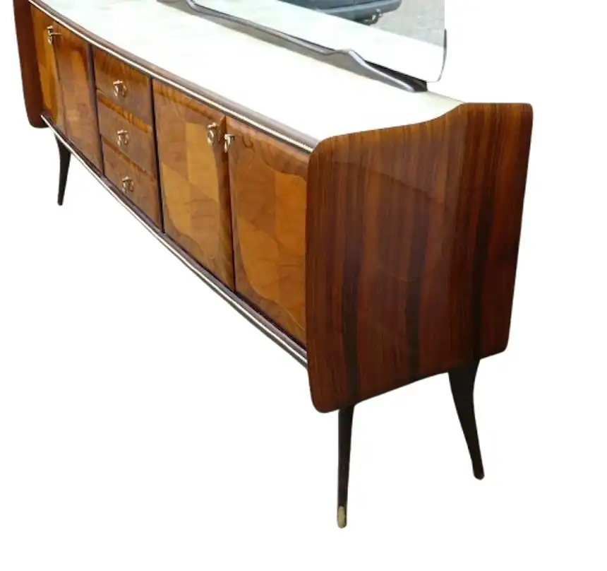 Mid Century Sideboard Anrichte mit Spiegel, Palisander, Italienisches Design nach Rigamonti 40er 50er 8