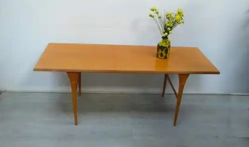 50er 60er Couchtisch Kaffeetisch Ahorn Vollholz Mid Century Modern 150 cm lang elegant