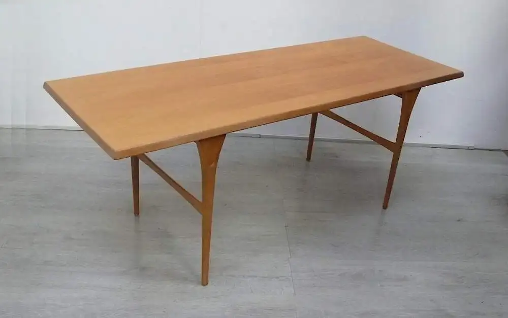 50er 60er Couchtisch Kaffeetisch Ahorn Vollholz Mid Century Modern 150 cm lang elegant 1