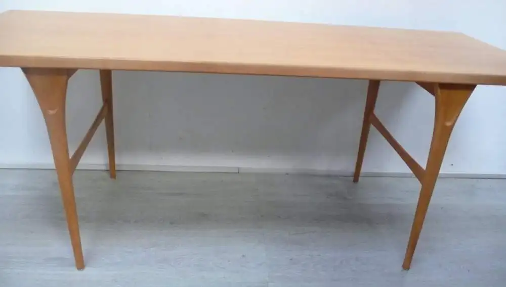 50er 60er Couchtisch Kaffeetisch Ahorn Vollholz Mid Century Modern 150 cm lang elegant 3