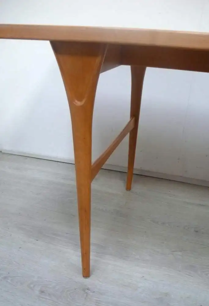 50er 60er Couchtisch Kaffeetisch Ahorn Vollholz Mid Century Modern 150 cm lang elegant 4