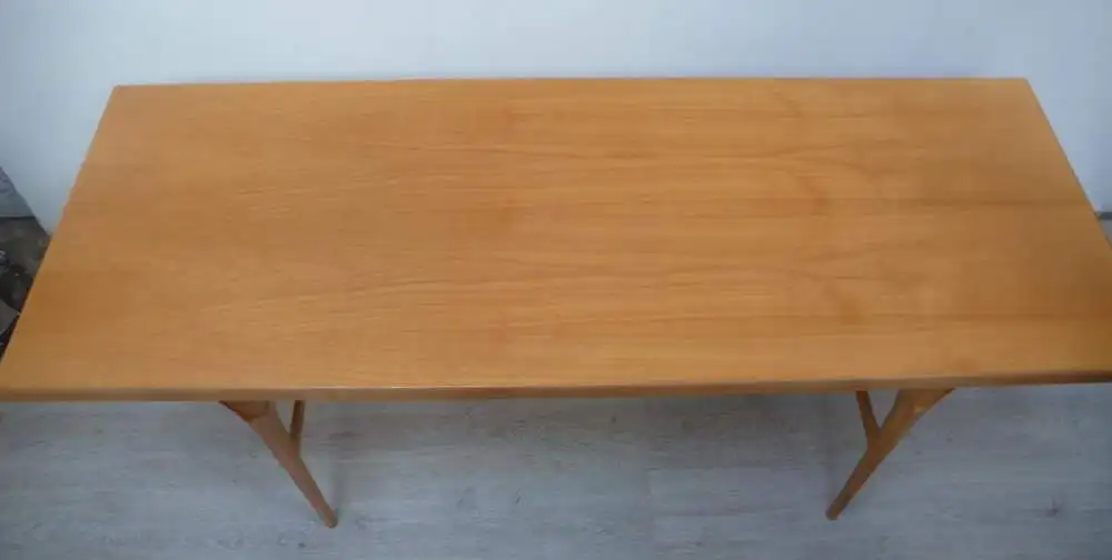 50er 60er Couchtisch Kaffeetisch Ahorn Vollholz Mid Century Modern 150 cm lang elegant 6