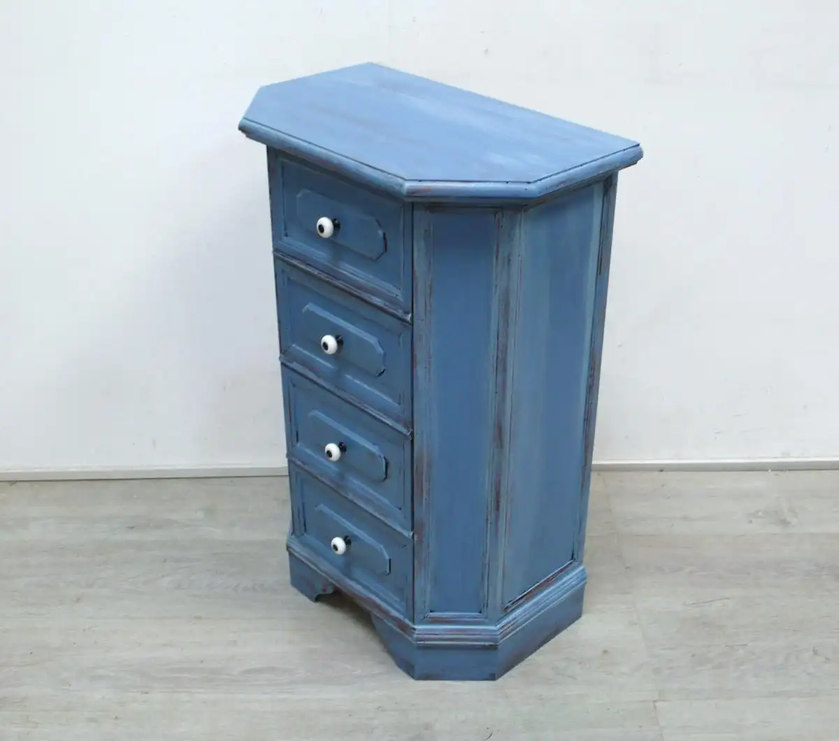 Alte Kommode schmal 4 Schubladen Shabby Chic Blau Vintage 4