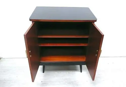 Mid Century Sideboard Beistellschrank 2 Türen  Nuß-Schwarz  mit Mondrian Muster 50er