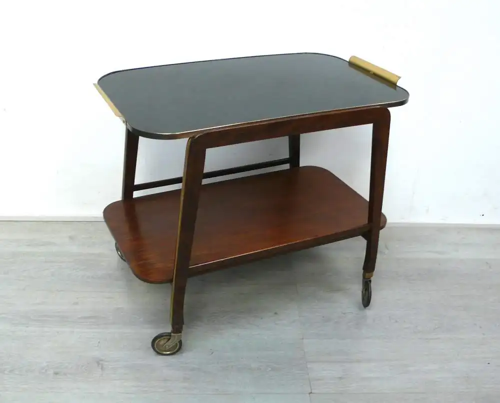 50er Servierwagen, Teewagen, ILSE Möbel, Resopal + Nußbaum, Mid Century Modern 1