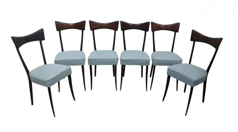 Ico Parisi Stil Esszimmerstühle Bow Tie Lehnen, Set mit 6, 50er Italien Modern, Mid Century Modern 0
