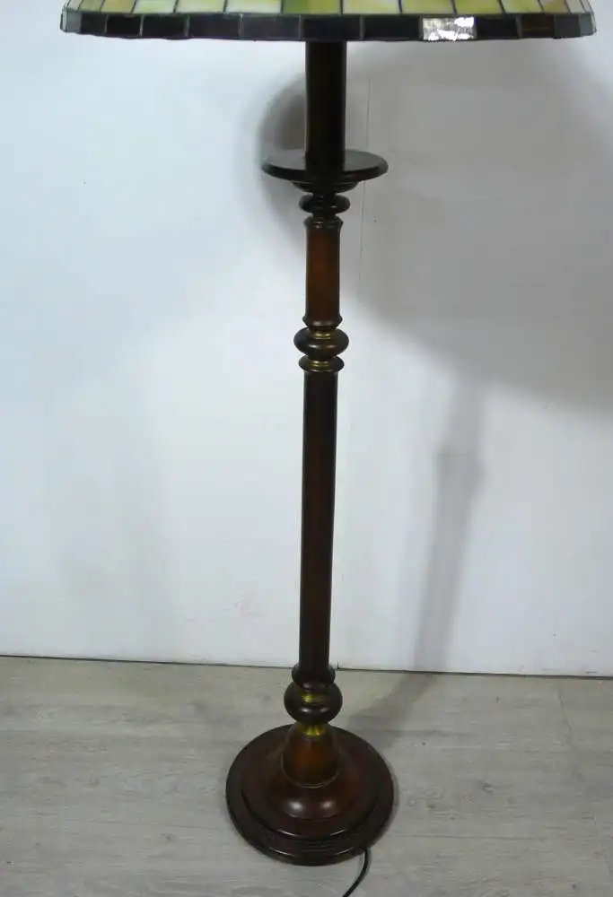 Tiffany Stehlampe, Jugendstil Art, in Beige-Tönen mit roten Libellen, Handarbeit 3