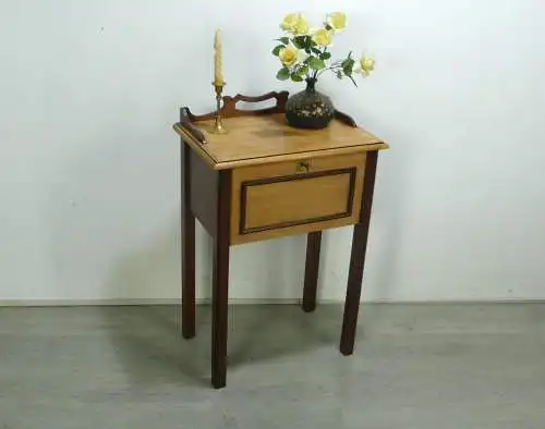 Mini Sekretär Konsolentisch Post-Tischchen, Kassen-Tisch, Jugendstil Eiche hell + dkl um 1900