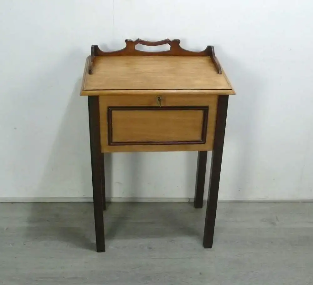 Mini Sekretär Konsolentisch Post-Tischchen, Kassen-Tisch, Jugendstil Eiche hell + dkl um 1900 2