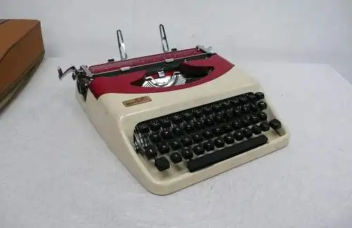 Schreibmaschine manuell Anabella von Antaris Italien, Beige + Rot, sehr gute Funktion 1959-60