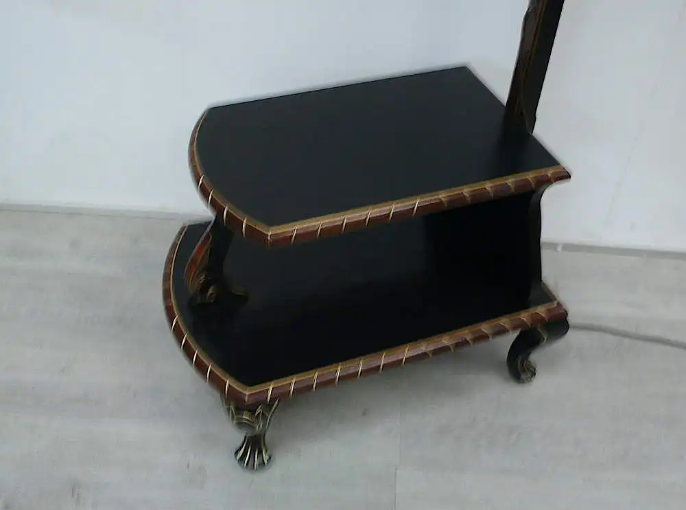 30er Stehlampe mit Tisch, Lesetisch, Chippendale Stil, Vollholz 3