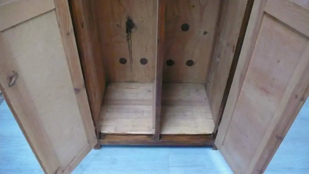 Holz Spind, Dielenschrank, 2 Türen, Naturholz + Shabby Bunt um 1900, Vulkan Eifel 4