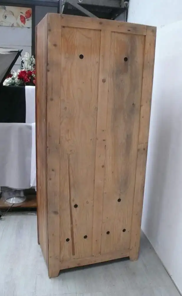 Holz Spind, Dielenschrank, 2 Türen, Naturholz + Shabby Bunt um 1900, Vulkan Eifel 9