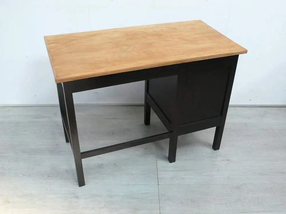 Antiker Schreibtisch Rolladentüre 4 Auszüge Schreibmaschinentisch Nuß dkl + hell 1930er 7