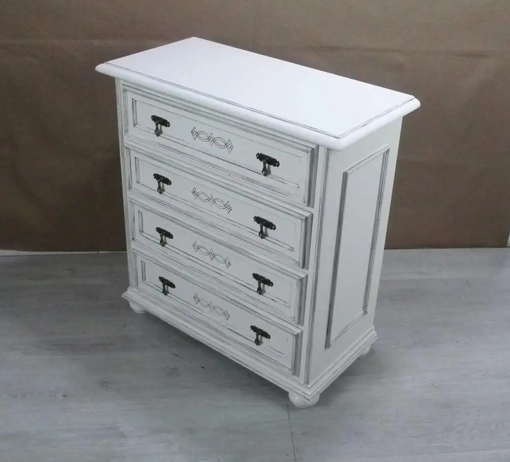 Alte Kommode 4 Schubladen Antik Weiß, schmal, Vintage 3