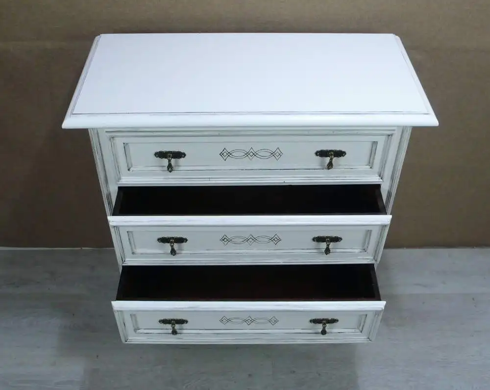 Alte Kommode 4 Schubladen Antik Weiß, schmal, Vintage 4