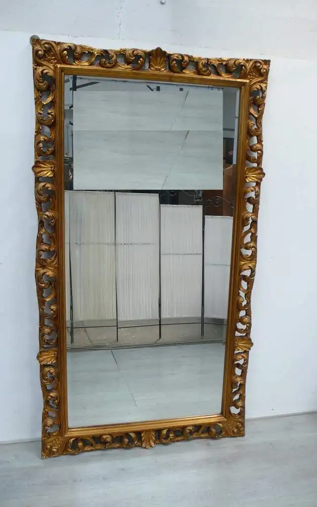 Spiegel, sehr groß, Holzrahmen Barock Stil Goldbronze 111 x 203 cm, um 1880 0