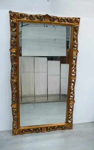 Spiegel, sehr groß, Holzrahmen Barock Stil Goldbronze 111 x 203 cm, um 1880