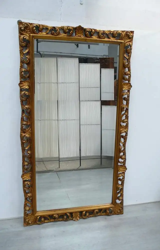 Spiegel, sehr groß, Holzrahmen Barock Stil Goldbronze 111 x 203 cm, um 1880 1