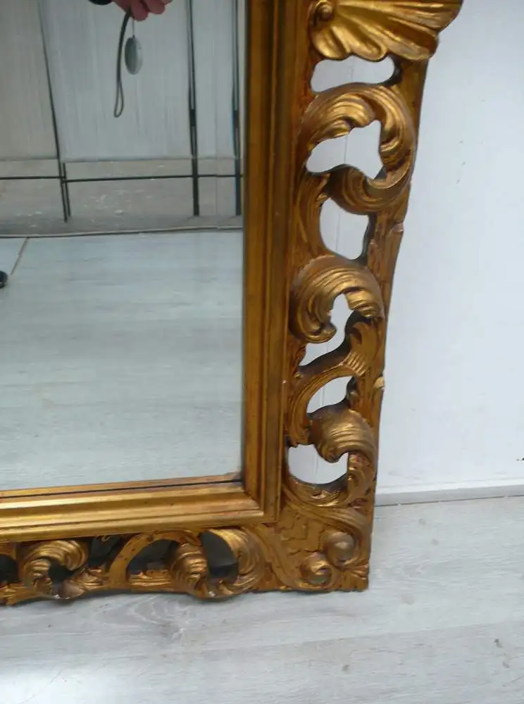 Spiegel, sehr groß, Holzrahmen Barock Stil Goldbronze 111 x 203 cm, um 1880 4
