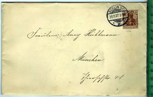 Brief, Verlobungsanzeige, Berlin 28.11.07 Verfasst auf "Feinstes Elfenbein Papier", Ernst Gravenhorst, Hamburg. Zustand:
