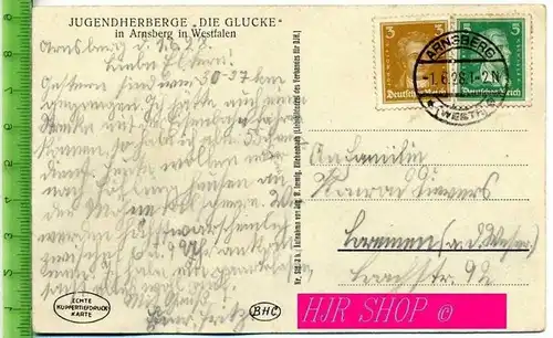 Arnsberg, Jugendherberge  Gel. 1.06.1928