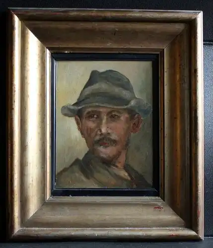 Robert Schubert, Bildnis eines Tiroler BauernNordalpiner Porträtmaler mitte 19. Jh.Öl/Hartfaser. Unten rechts signiertMa