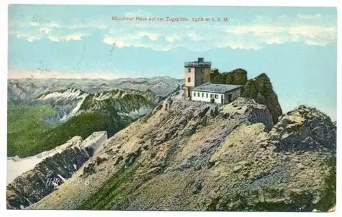 Münchner Haus auf der Zugspitze. 2968 m ü. d. M., Gelaufen 28.08.1908