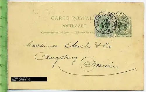 Postkarte, Gamd Belgien Gest. 28.11.1888