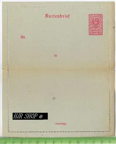 Kartenbrief, Deutschösterreich 40 Heller, rot Postfrisch