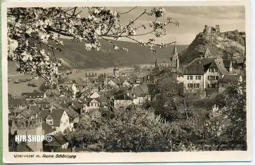 Postkarte, Oberwesel, m. Ruine Schönburg