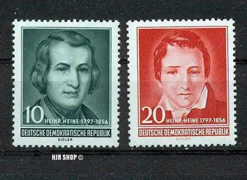 DDR 1956, 17. Februar, 100. Todestag Heinrich Heine, Minr. 516,517**