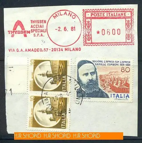 181,Briefstück mit Marken und Stempel