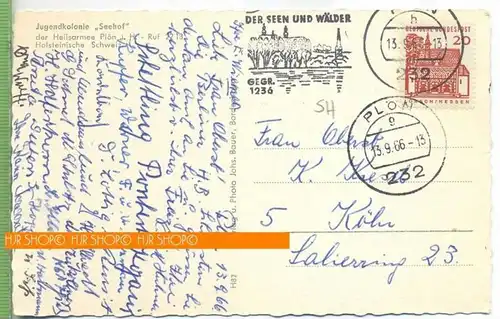 Plön, Seehof, Heilsarmee um 1960/1970 Verlag:---, Postkarte mit Frankatur, mit Stempel, Abgang, 13.9.66 Plön