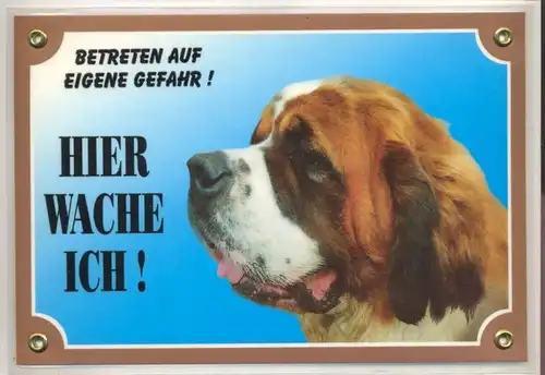 Hunde – Warnschilder BERNHARDINER 21 x 14,5 cm, laminiert Zustand: Neu