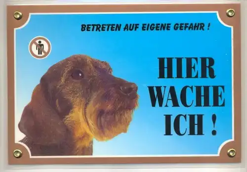 Hunde – Warnschilder RAUHAARDACKEL 21 x 14,5 cm, laminiert Zustand: Neu