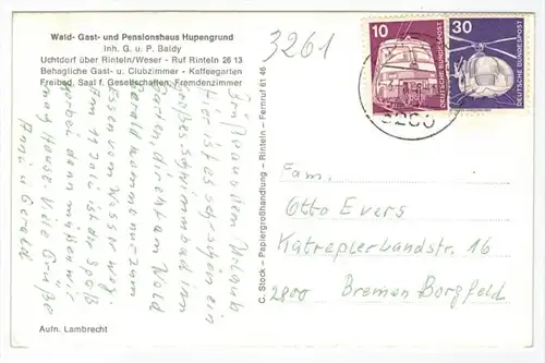 Uchtdorf üb. Rinteln/Weser. Blick auf den Taubenberg um 1970/1980 Verlag: C.Stock, Rinteln ,  POSTKARTE,  mit Frankatur,