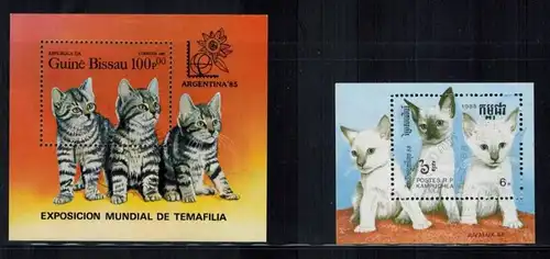 2 x Briefmarkenblöcke, Hauskatzen Zustand: I-II