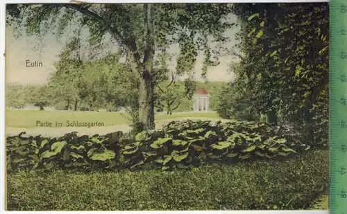 Eutin, Partie im Schlossgarten- 1910- Verlag: ----,  POSTKARTE-mit Frankatur. mit Stempel, EUTIN 24.4.10    Erhaltung: I