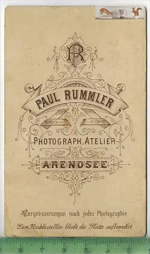 Kinderfoto um 1900, Photogr. Atelier Paul Rummler, Arendsee, Maße: 10,6 x 6,5 cm, Zustand: gut