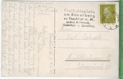 Frankfurt am Main, Palmengarten, 1932 -Verlag: ---------  POSTKARTE mit Frankatur, mit Stempel