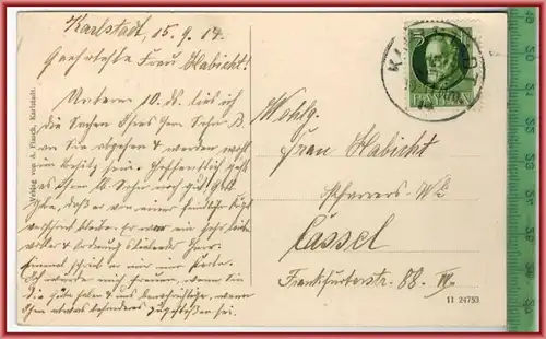 Karlstadt, Maingasse -1914- Verlag: A. Flasch, Karlstadt,  POSTKARTE mit Frankatur, mit Stempel, KARLSTADT 15.9.14