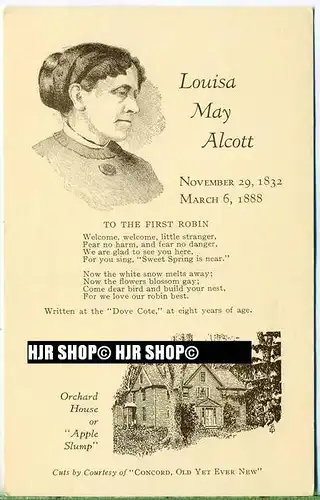 um 1920/1930 Ansichtskarte,  „Louisa May Alcott“  ungebrauchte Karte