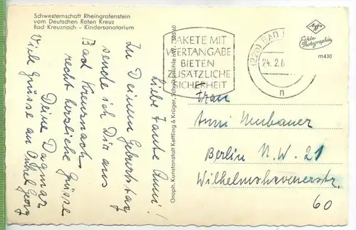 Bad Kreuznach-kindersanatorium 1960/1970 Verlag: Kettling &Krüger , POSTKARTE ohne Frankatur, mit Stempel,   Erhaltung:
