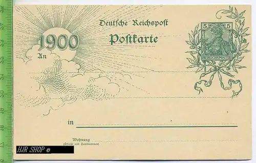 Deutsche Reichspost, Postkarte 1900, 5 Pf. Germania grün
