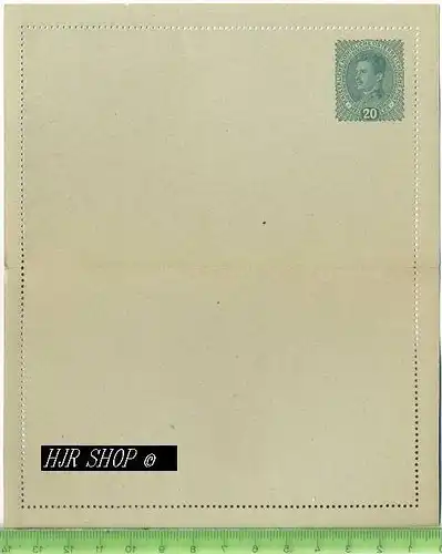 Kartenbrief, Kaiser+Königl. Post 20 Heller, grün Postfrisch, Brief ohne Aufdruck